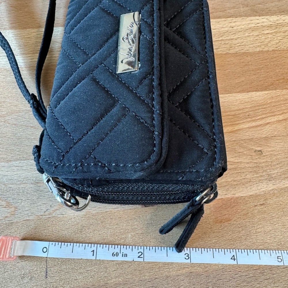 Vera Bradley Purse Mini Micro Black Quilted Crossbody Wristlet Organizer Strap - Picture 14 of 15